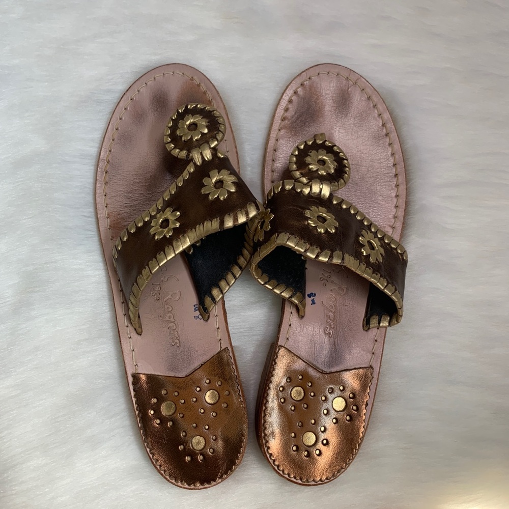 Jack Rogers Bronze and Gold Sandals sz8